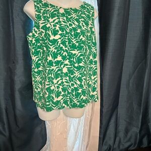 J. Crew Green and white Leaf Print Blouse. Layover in the back